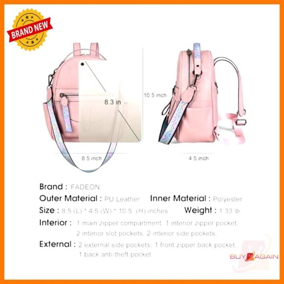 Mini Leather Backpack Purse, Waterproof Small Shoulder Bag with Multiple Pockets main image 5